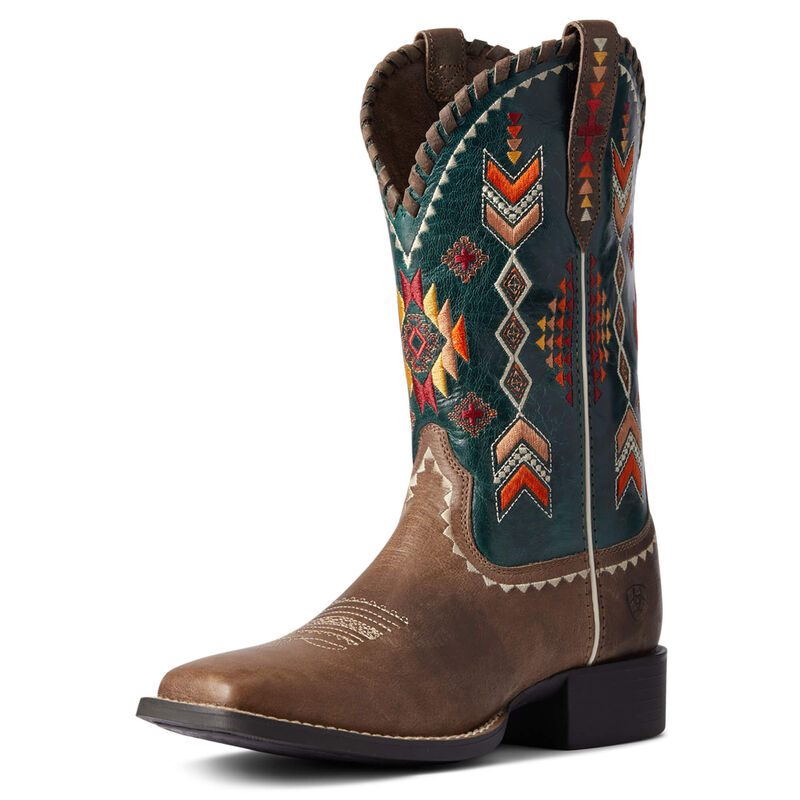 Botas Vaqueras Ariat Round Up Skyler Marrones Oscuro/Verde Mujer - Chile 681-AXIQGD